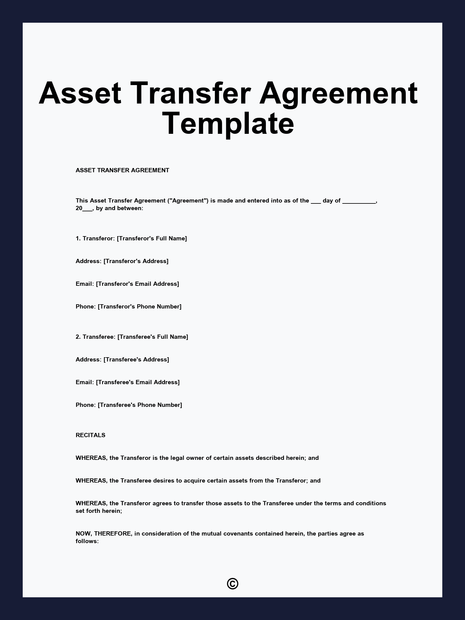 Asset Transfer Agreement Template