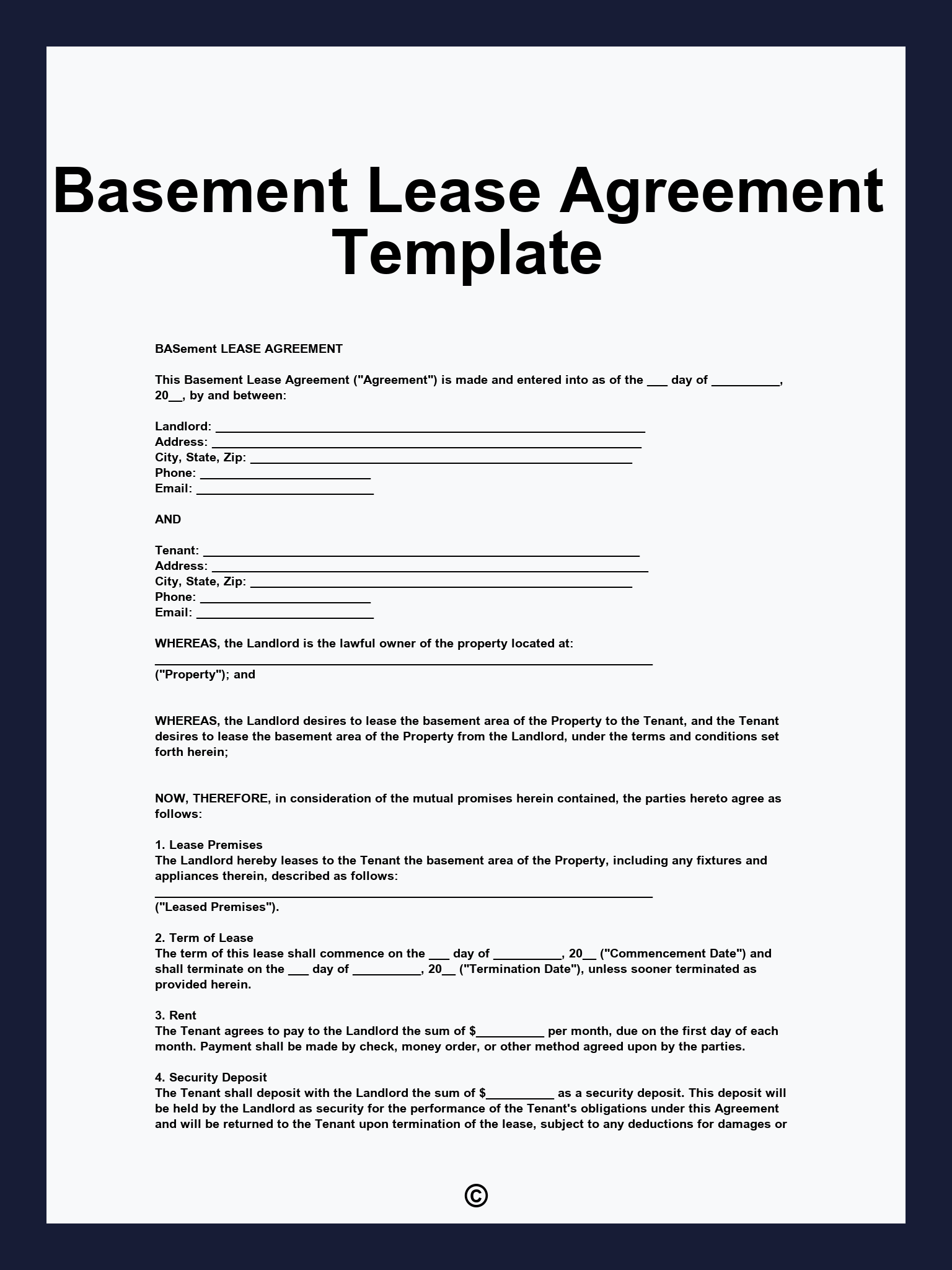 Basement Lease Agreement Template
