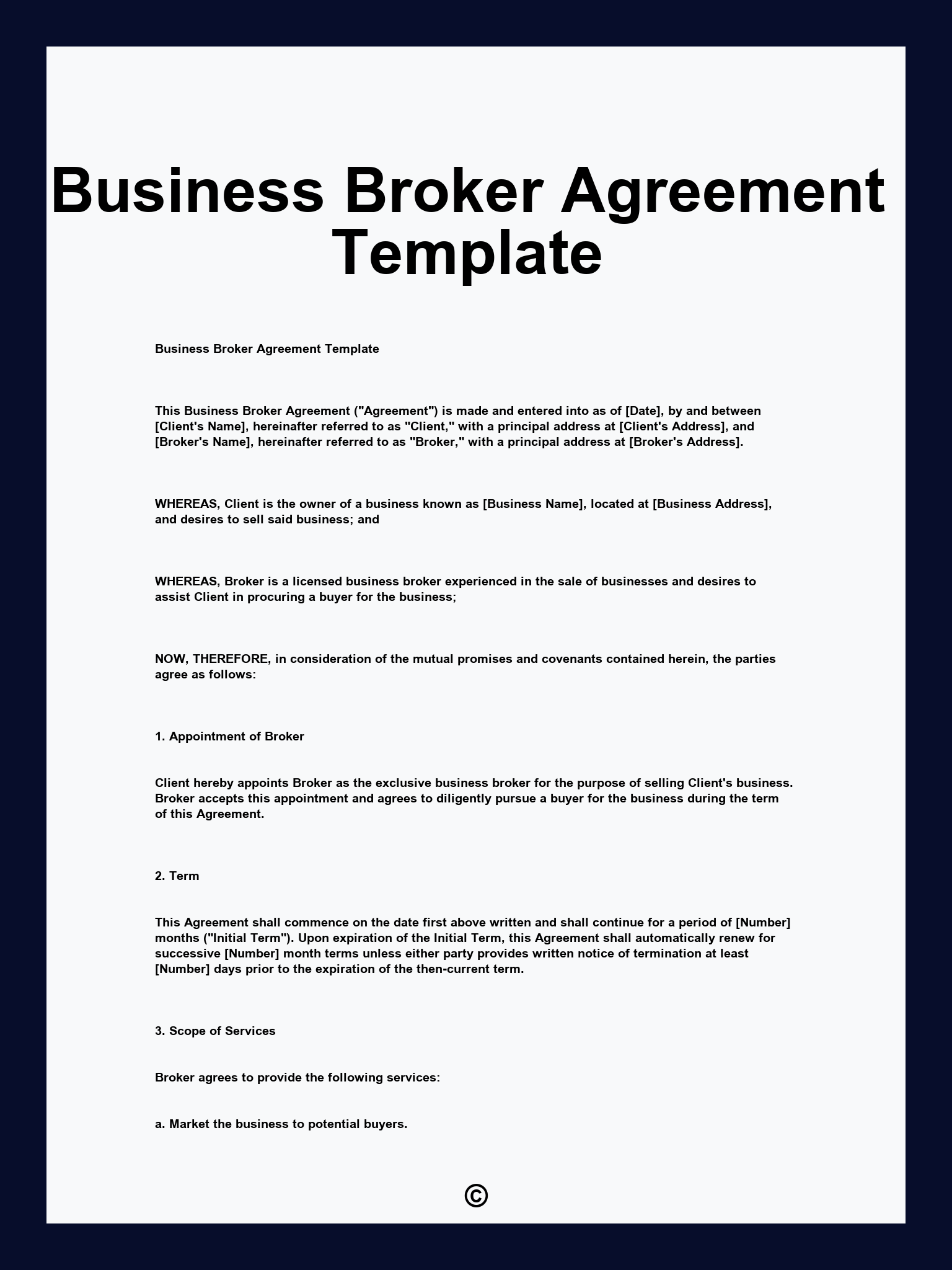 Business Broker Agreement Template