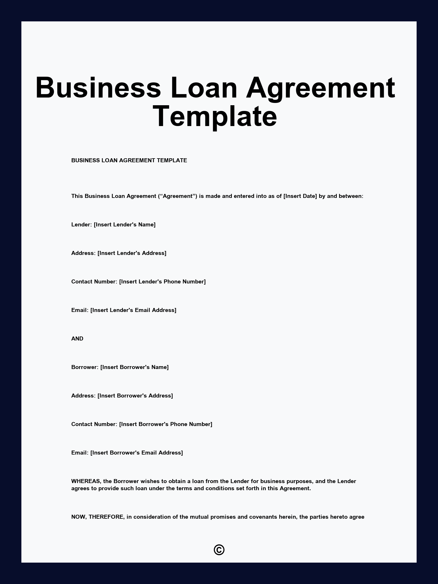 Business Loan Agreement Template