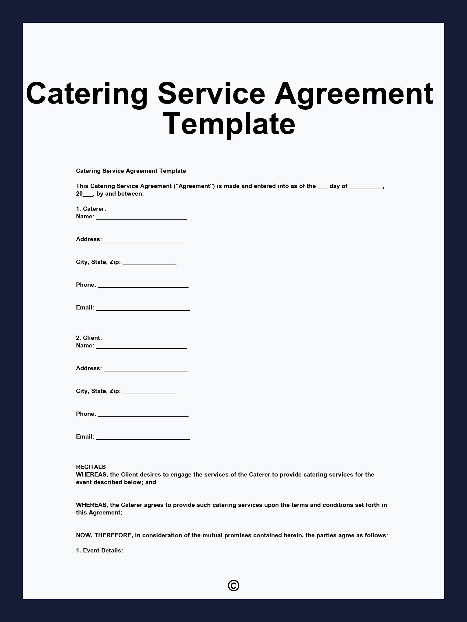 Catering Service Agreement Template