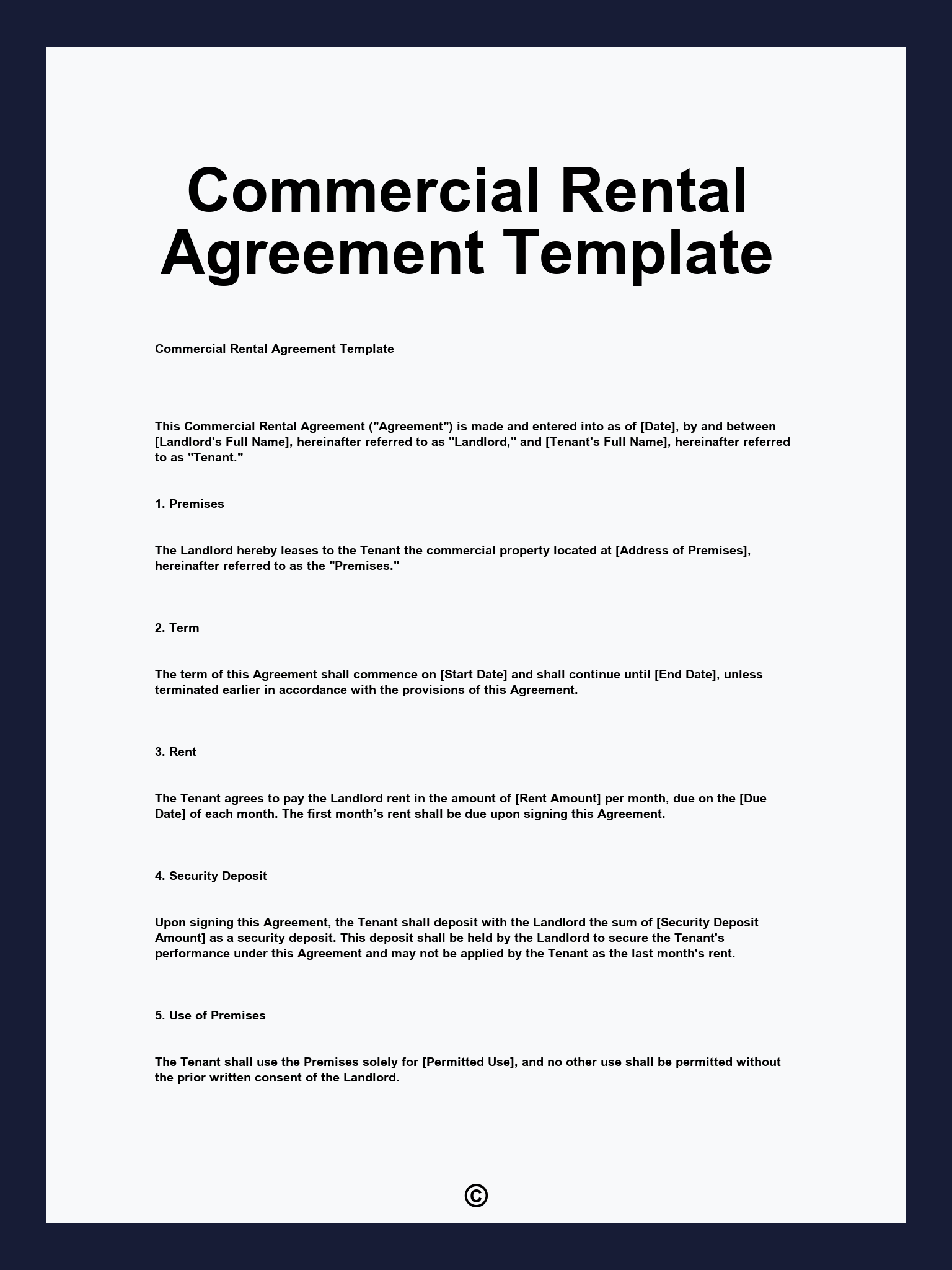 Commercial Rental Agreement Template