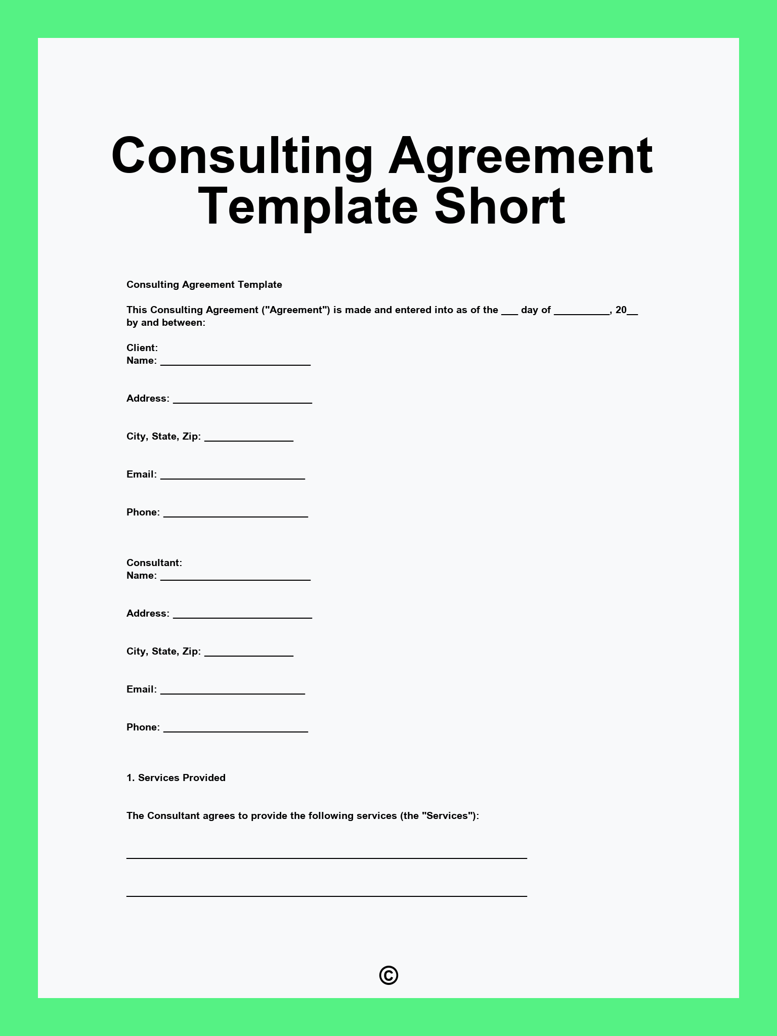 Consulting Agreement Template Short