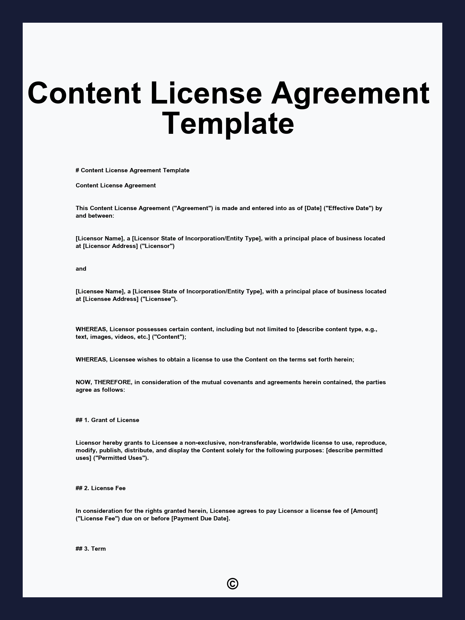 Content License Agreement Template