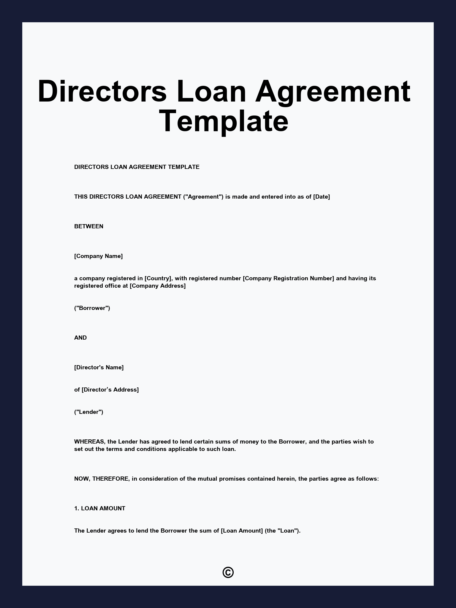 Directors Loan Agreement Template