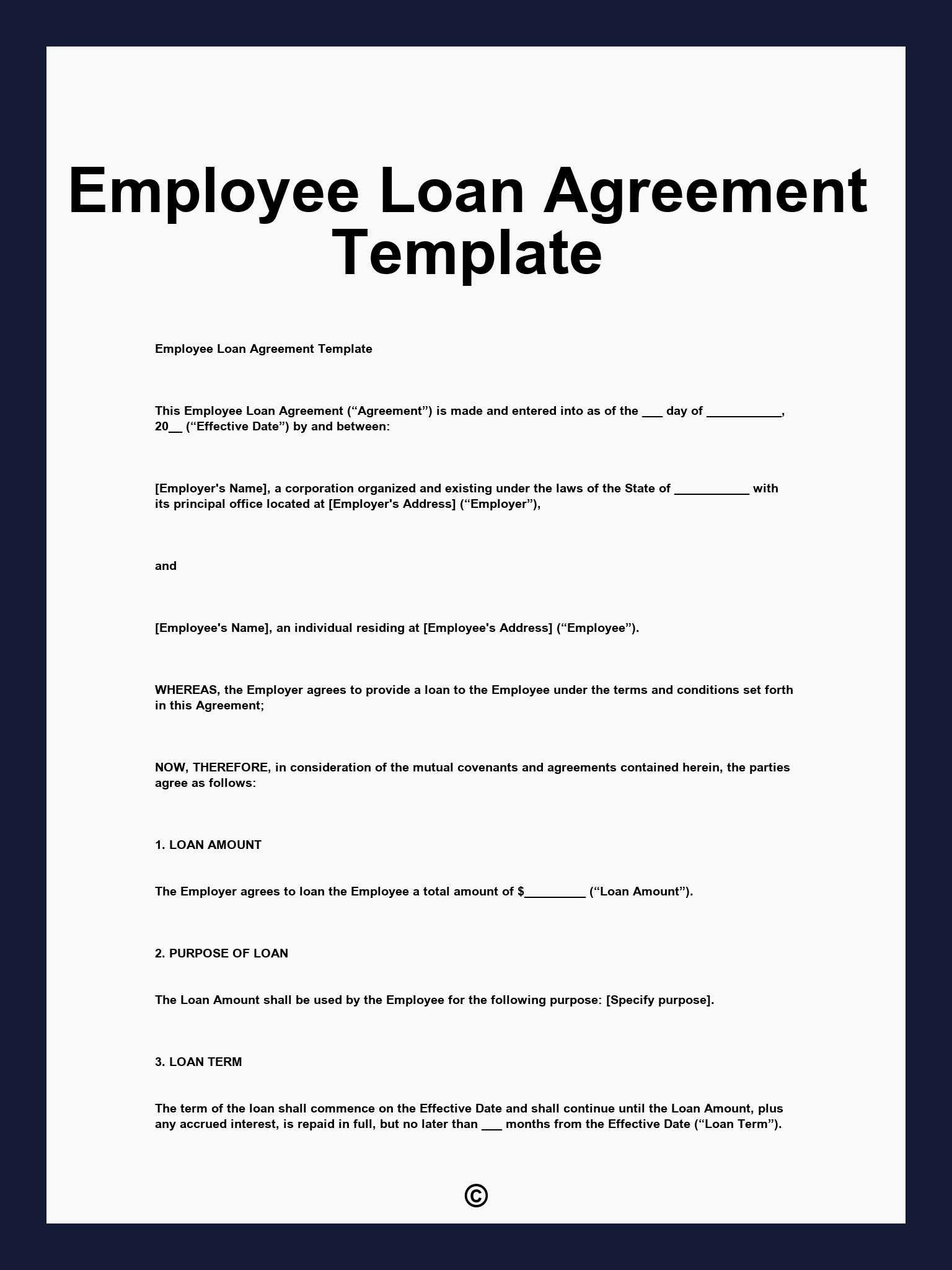Employee Loan Agreement Template