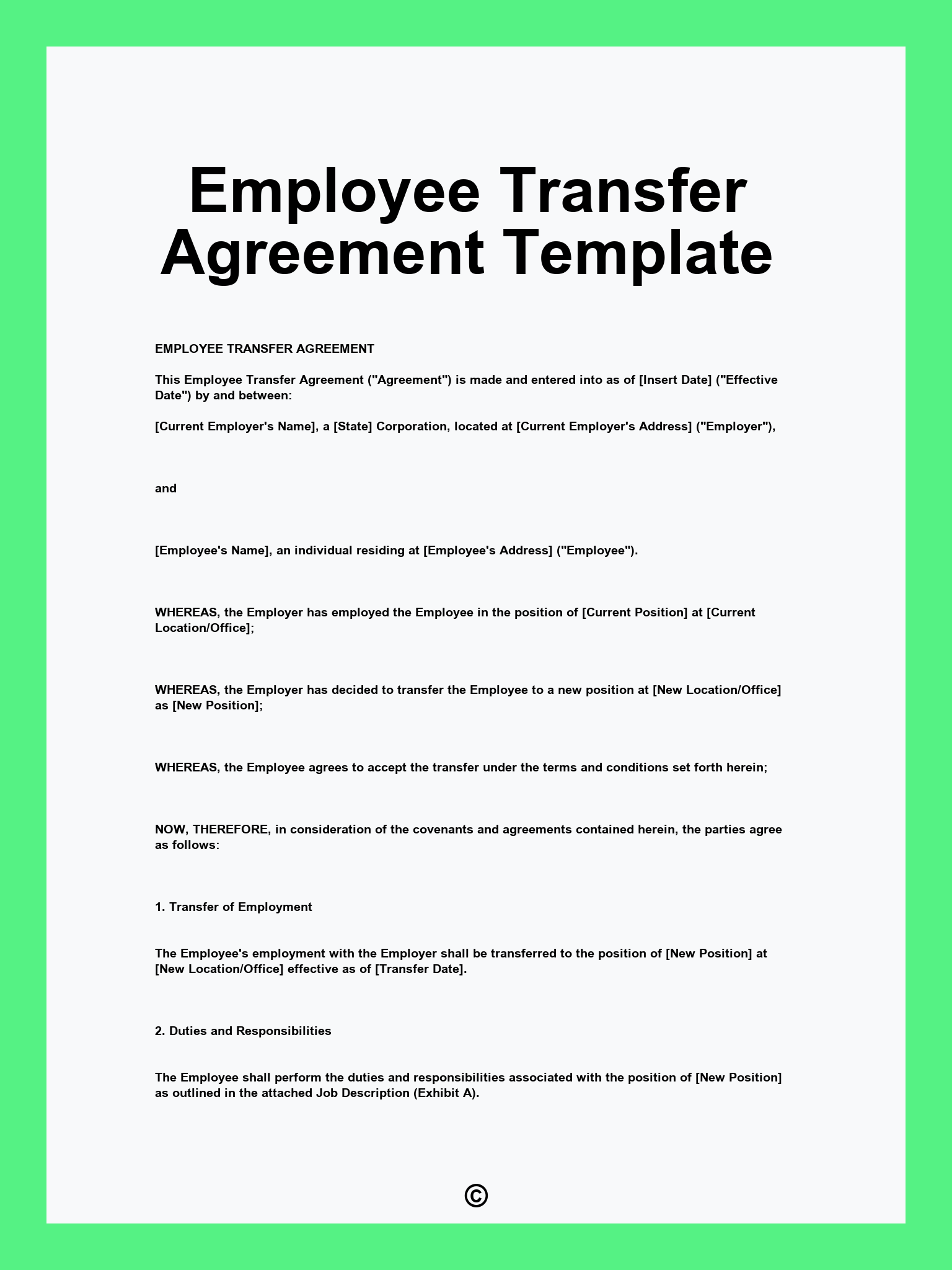 Employee Transfer Agreement Template