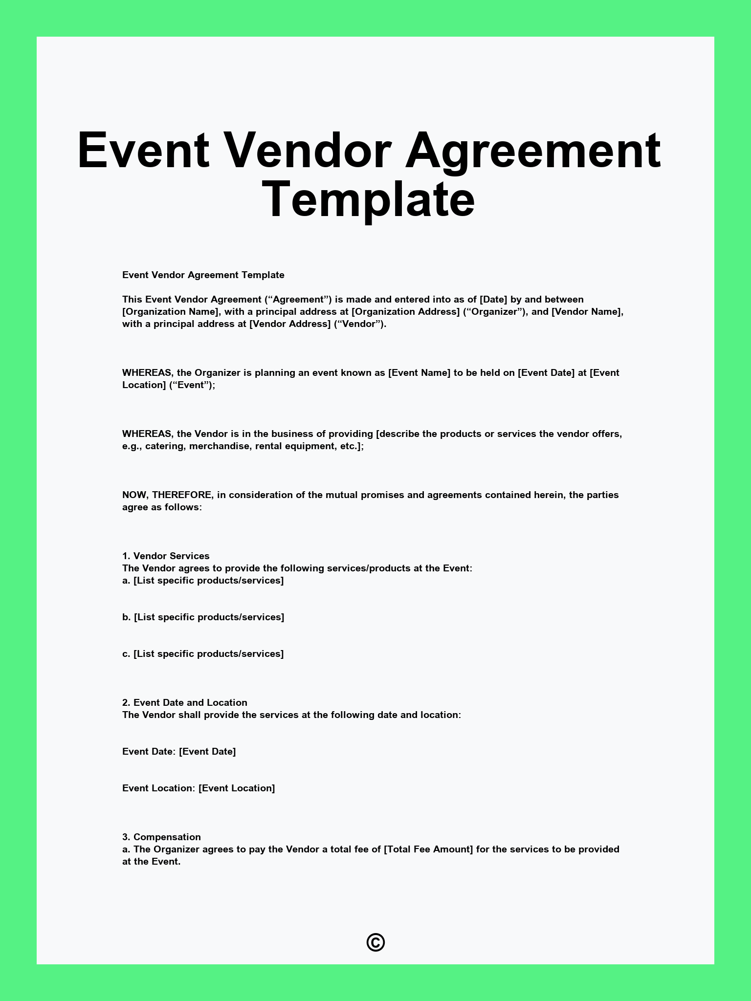 Event Vendor Agreement Template