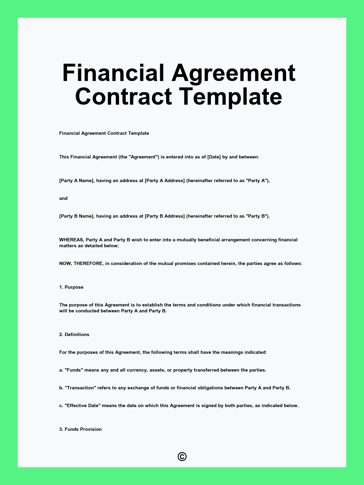 Financial Agreement Contract Template