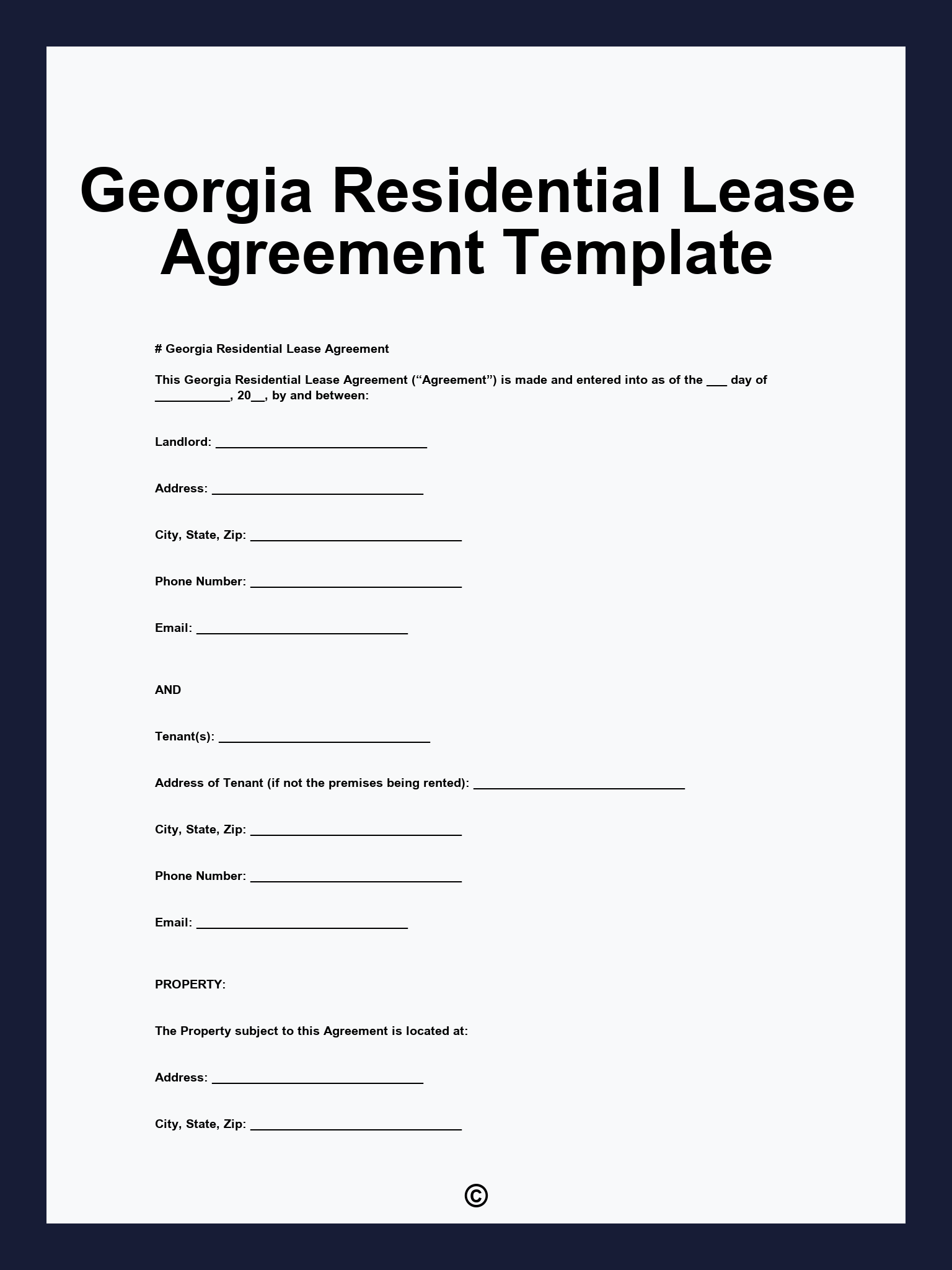 Georgia Residential Lease Agreement Template