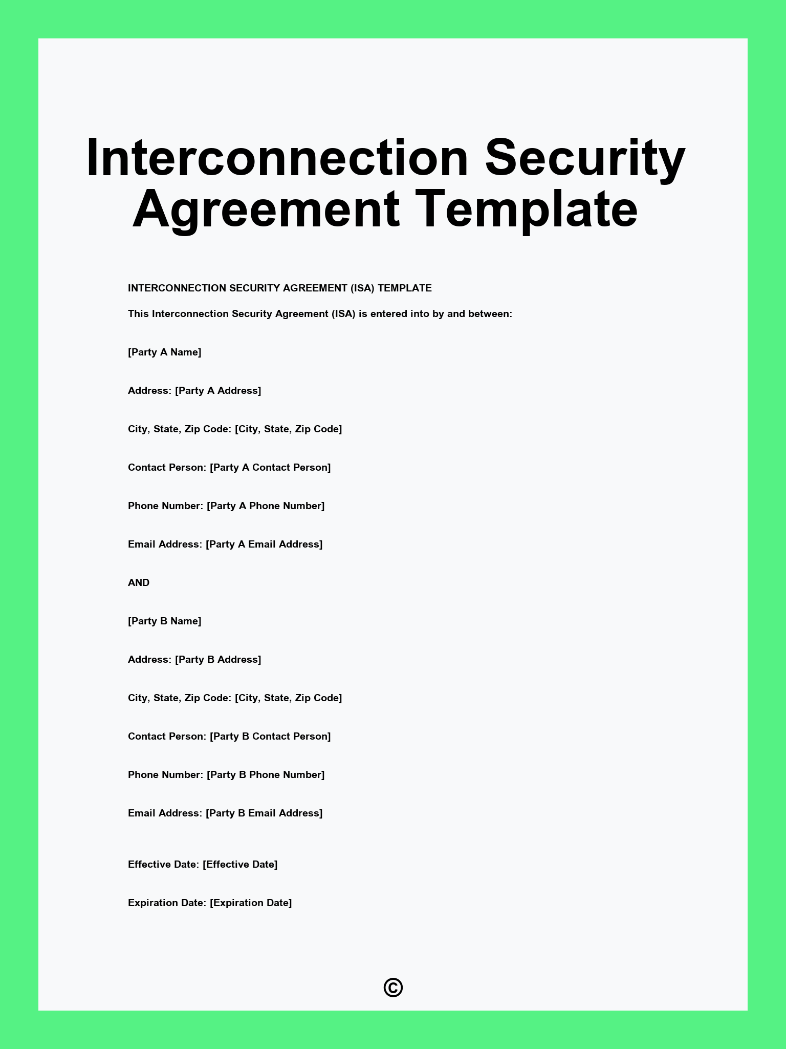 Interconnection Security Agreement Template
