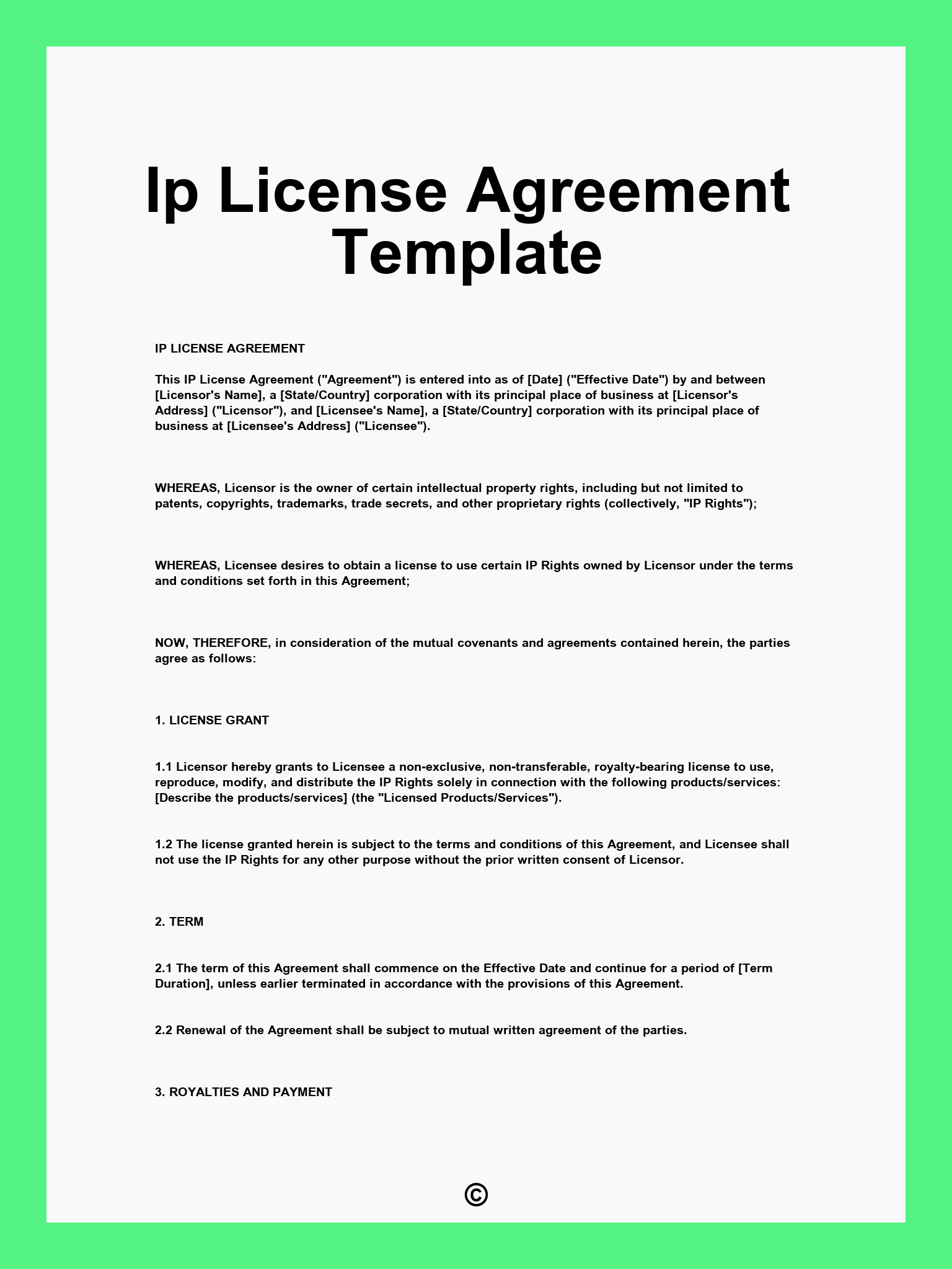 Ip License Agreement Template