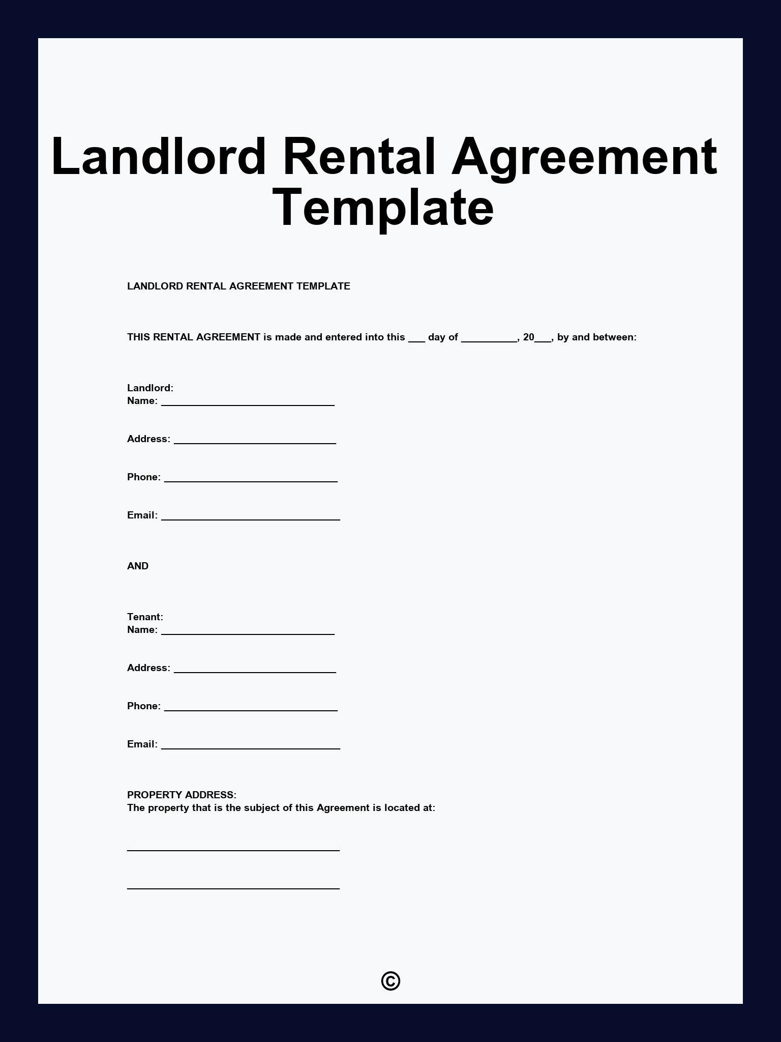 Landlord Rental Agreement Template