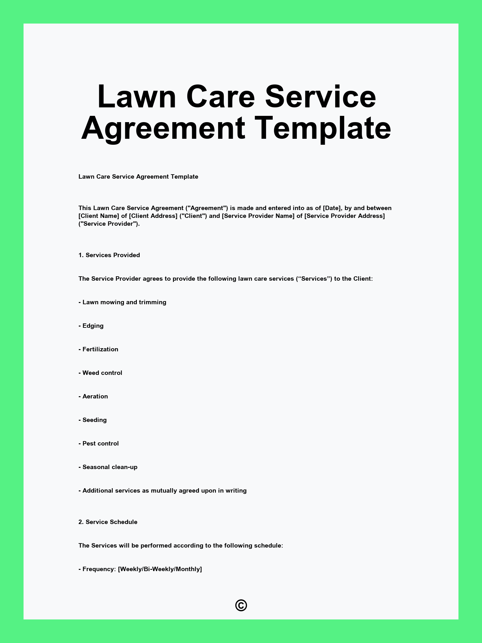Lawn Care Service Agreement Template
