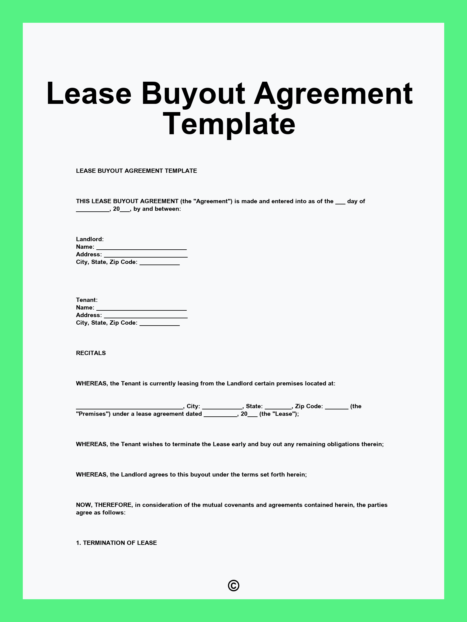Lease Buyout Agreement Template
