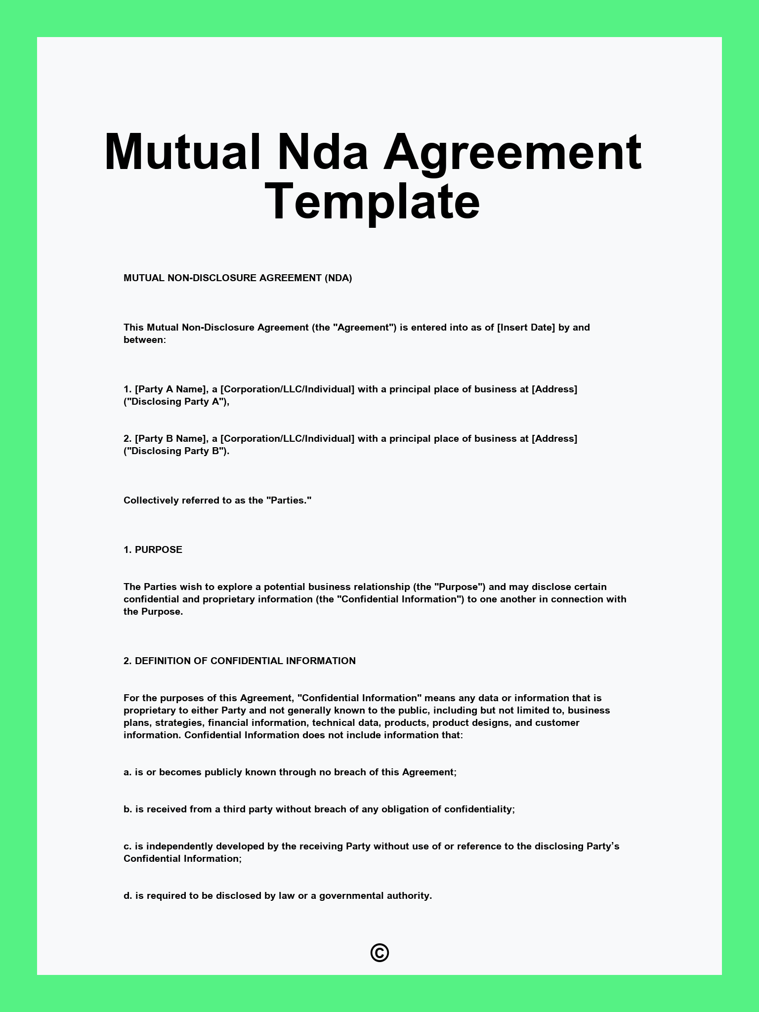 Mutual Nda Agreement Template
