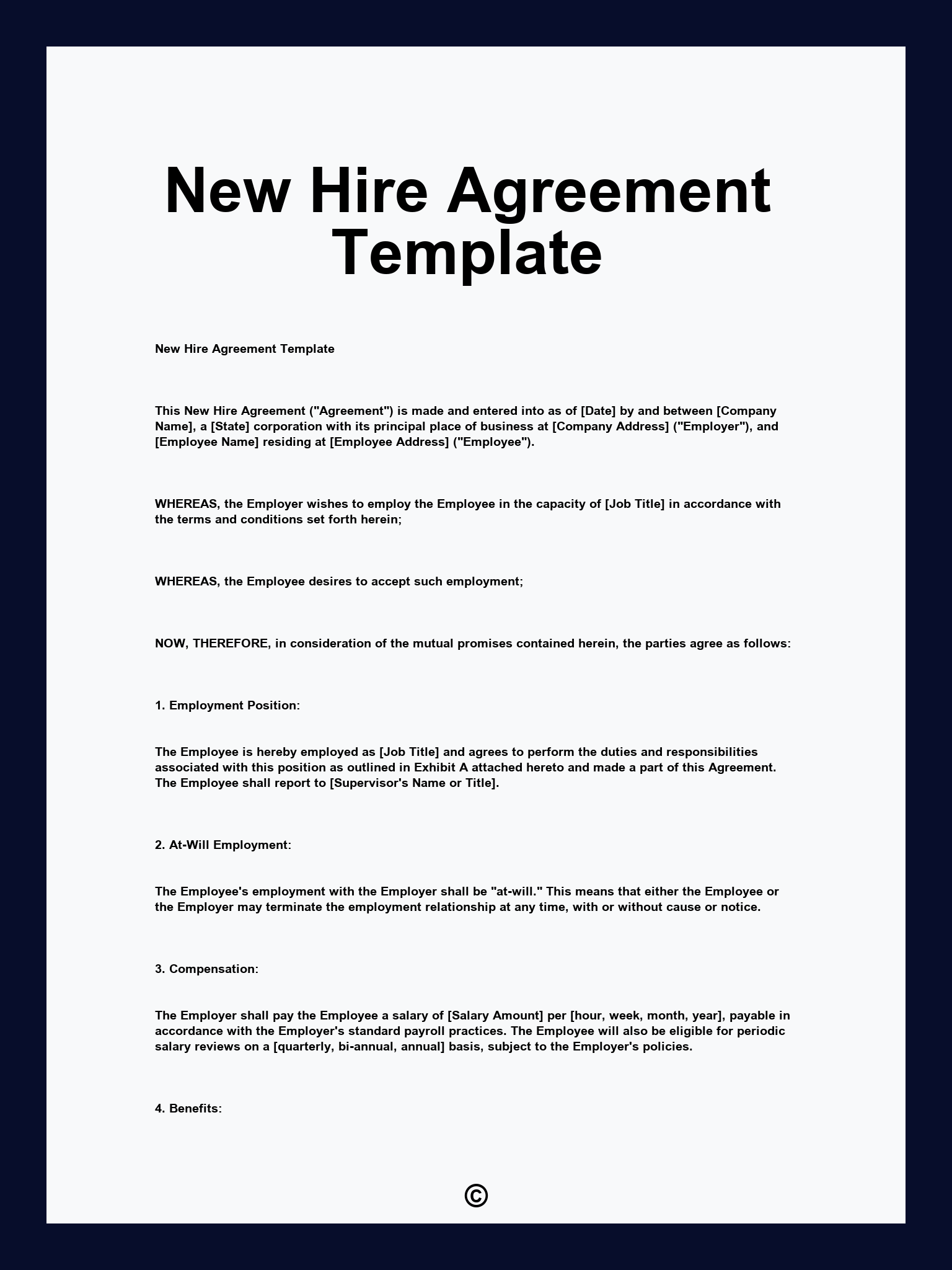 New Hire Agreement Template