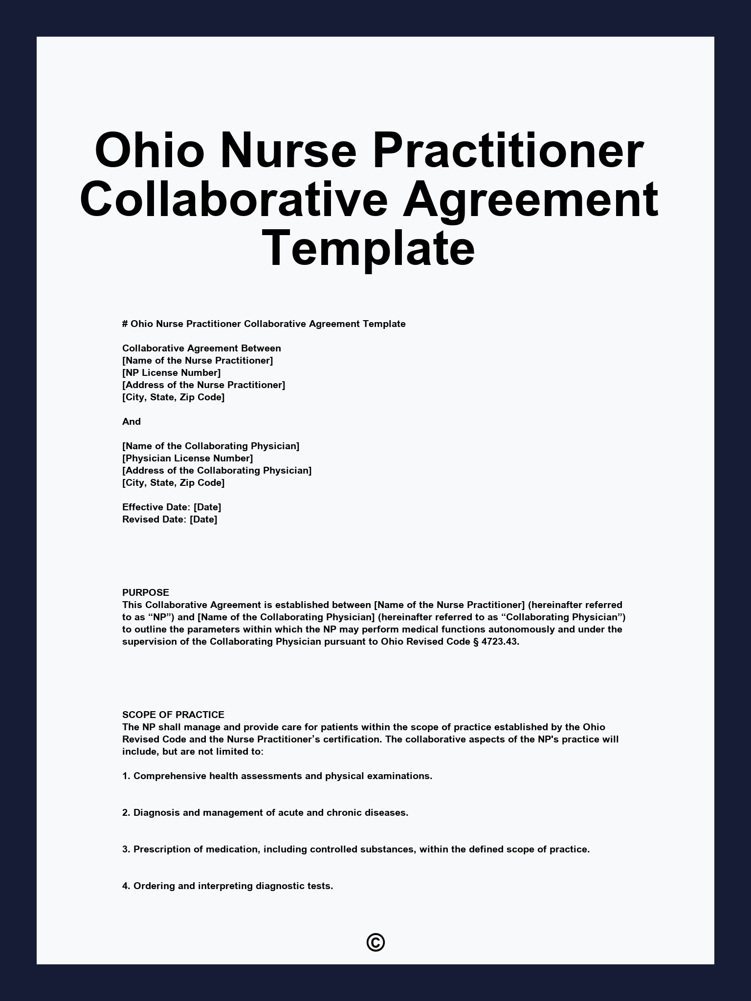 Ohio Nurse Practitioner Collaborative Agreement Template