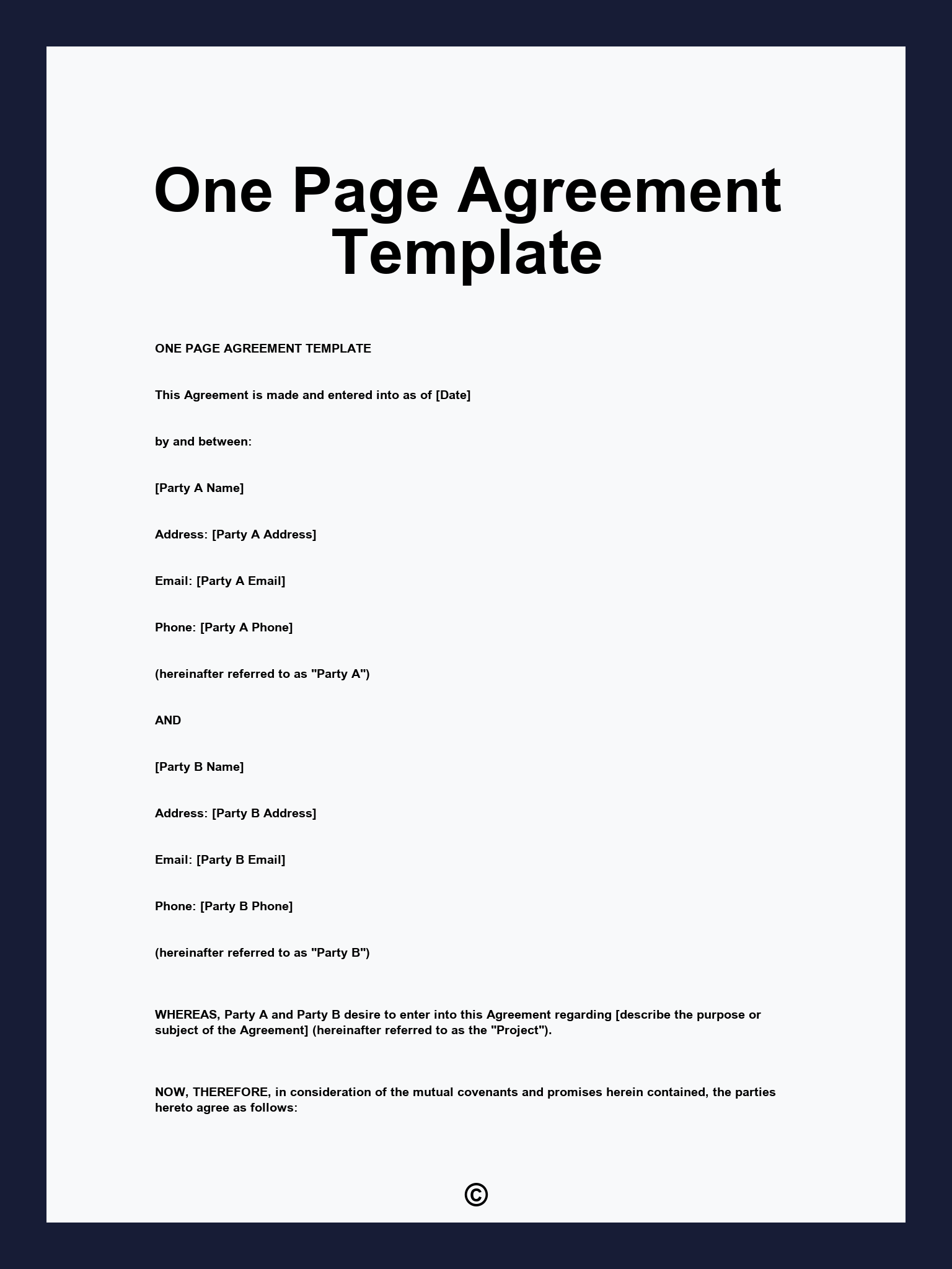 One Page Agreement Template