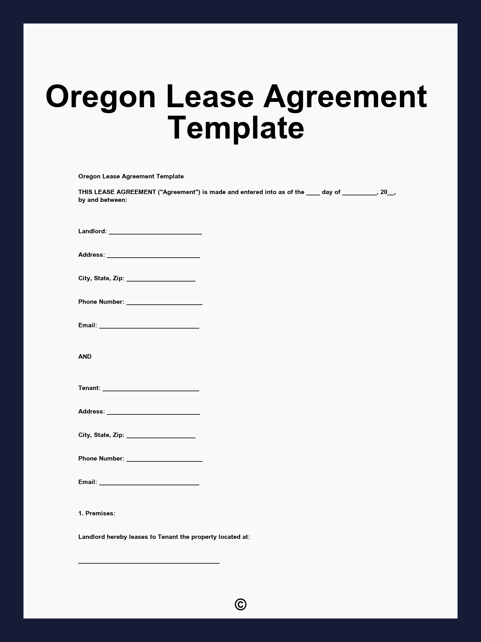 Oregon Lease Agreement Template