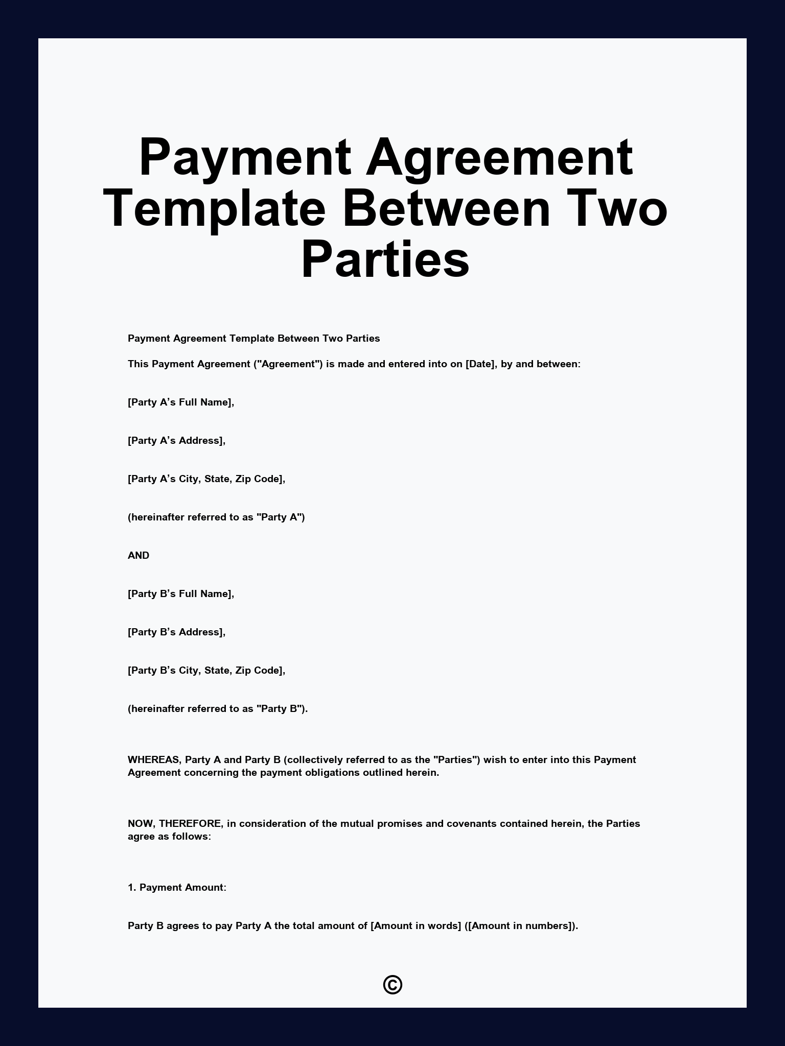 Payment Agreement Template Between Two Parties