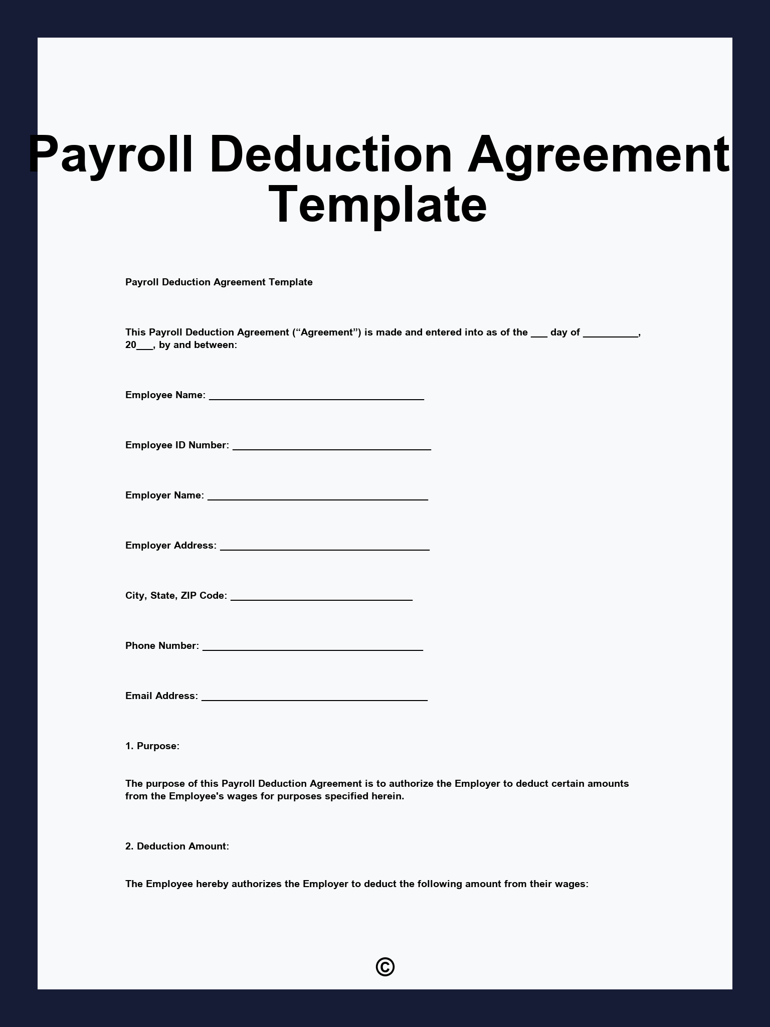 Payroll Deduction Agreement Template