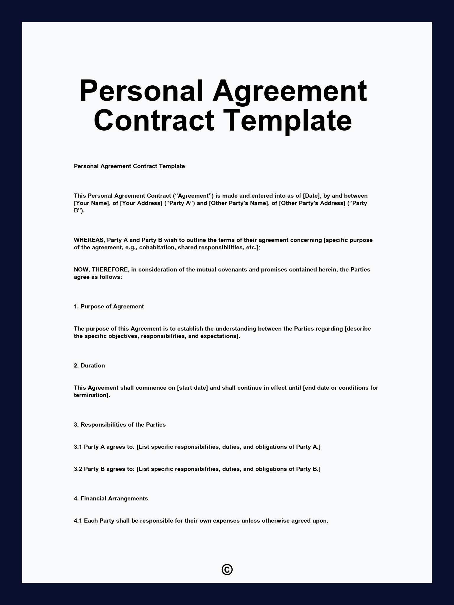 Personal Agreement Contract Template