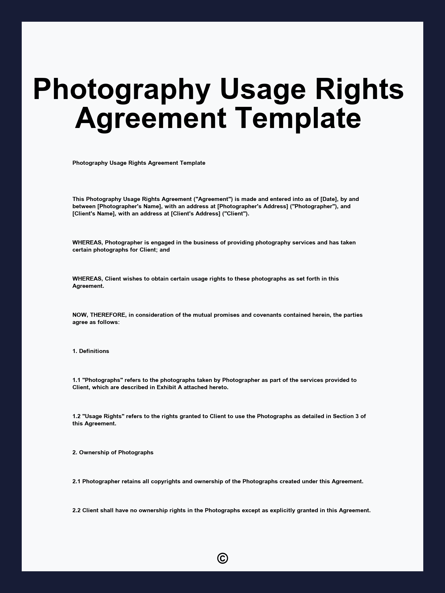 Photography Usage Rights Agreement Template