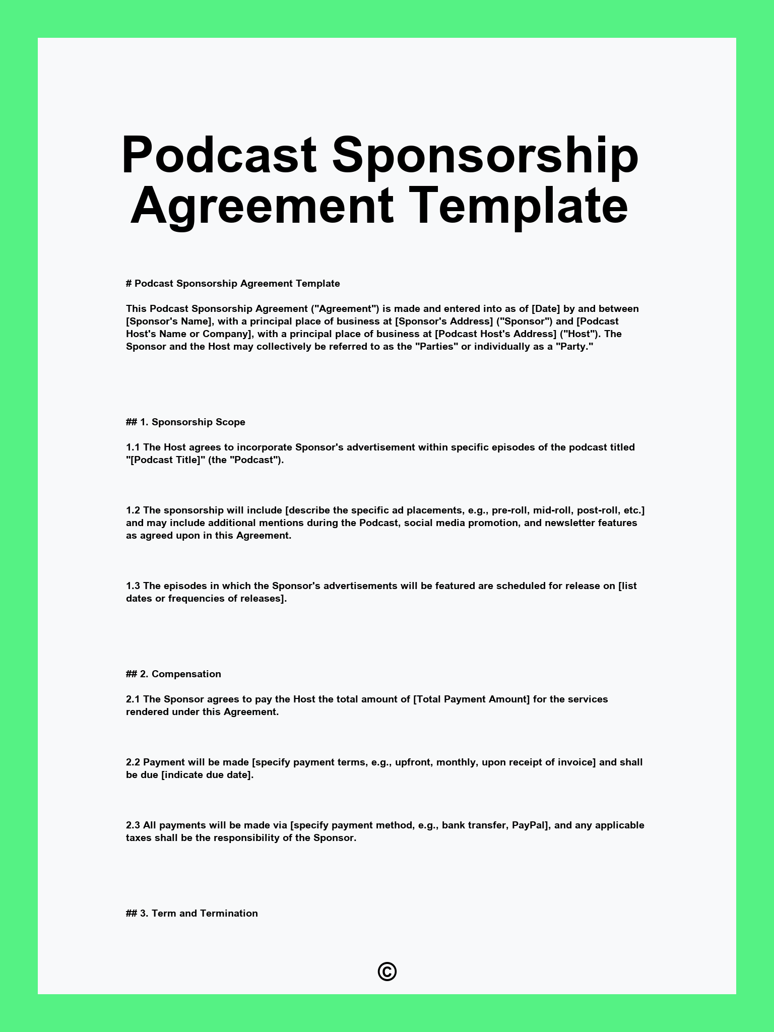 Podcast Sponsorship Agreement Template