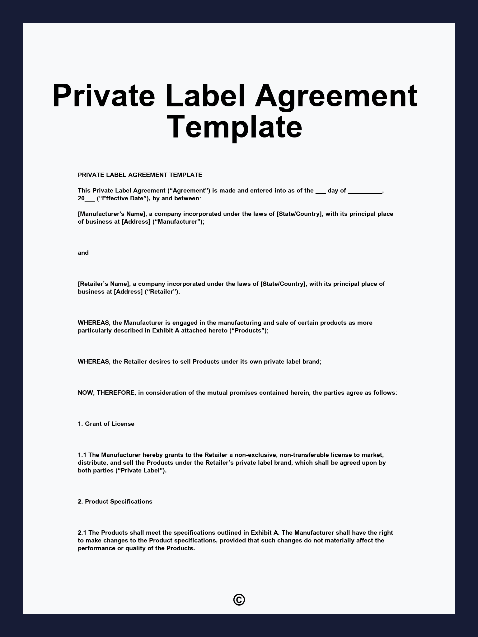 Private Label Agreement Template
