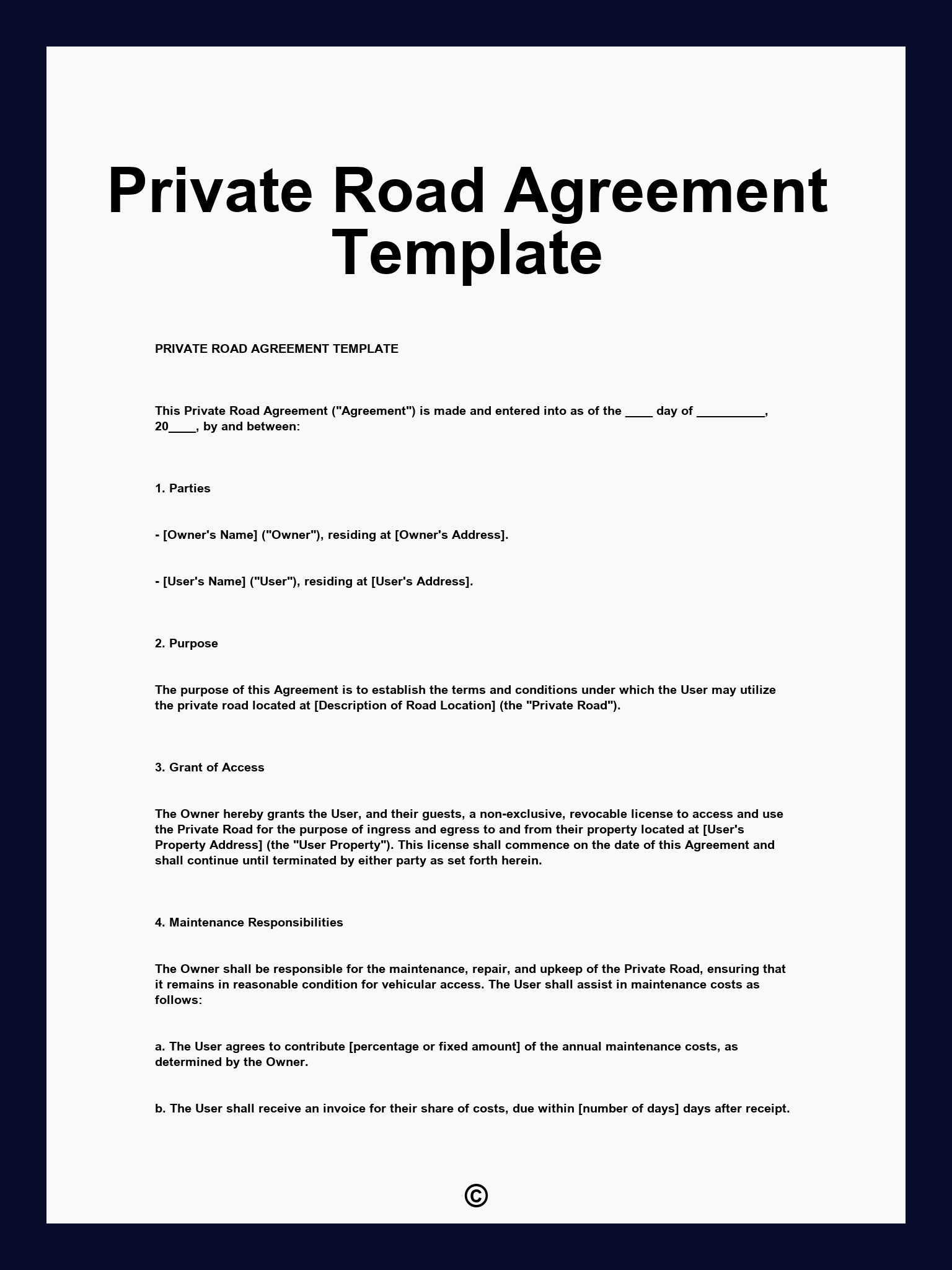 Private Road Agreement Template