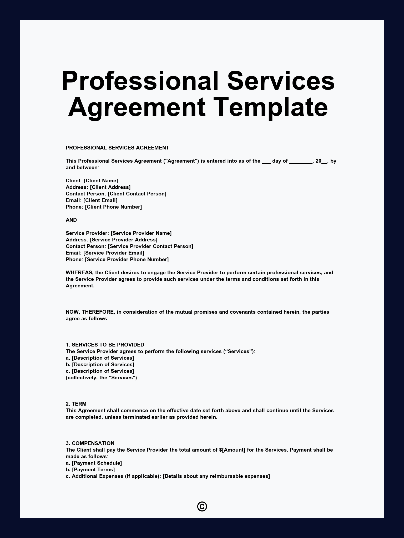 Professional Services Agreement Template