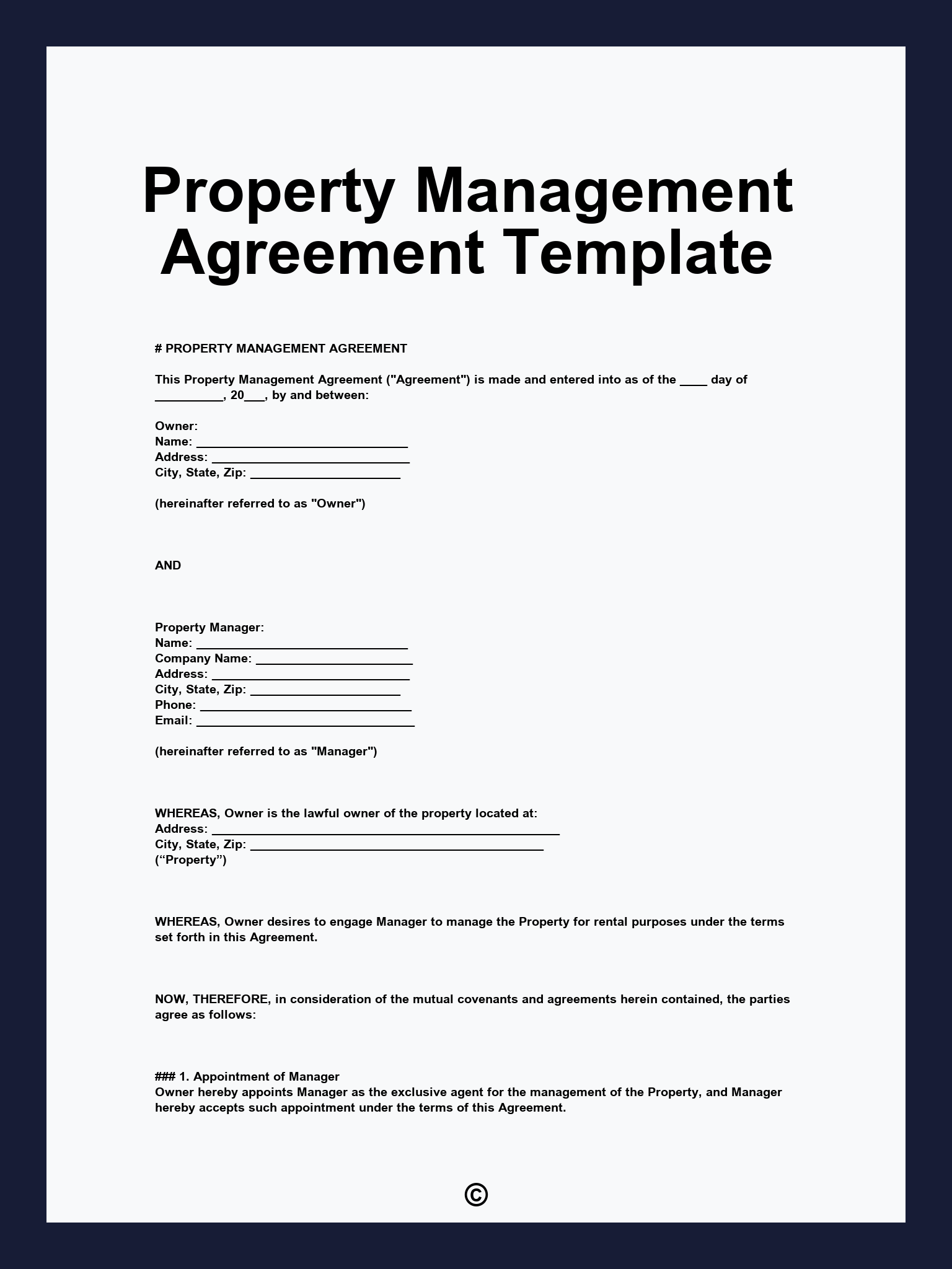 Property Management Agreement Template