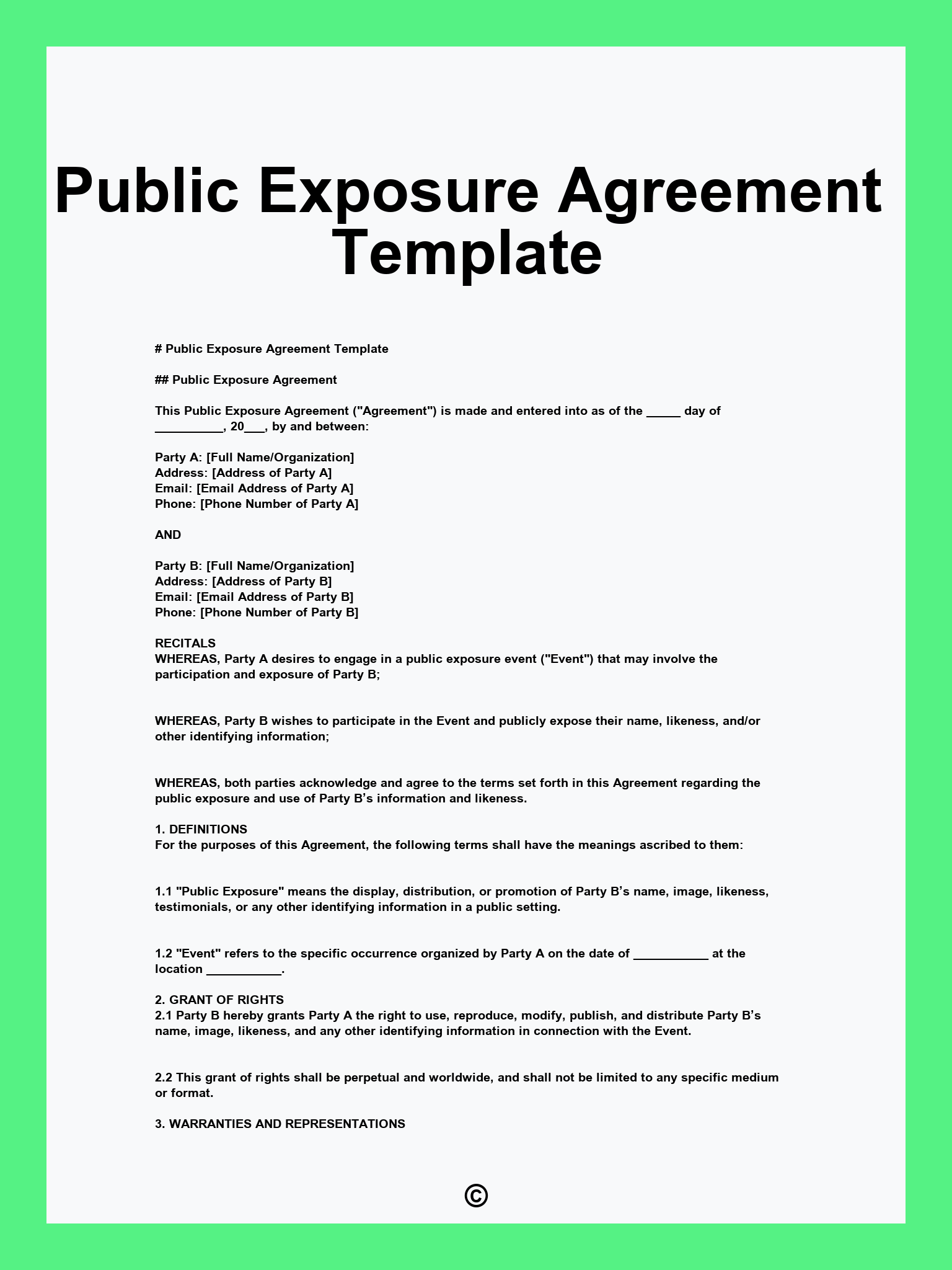 Public Exposure Agreement Template