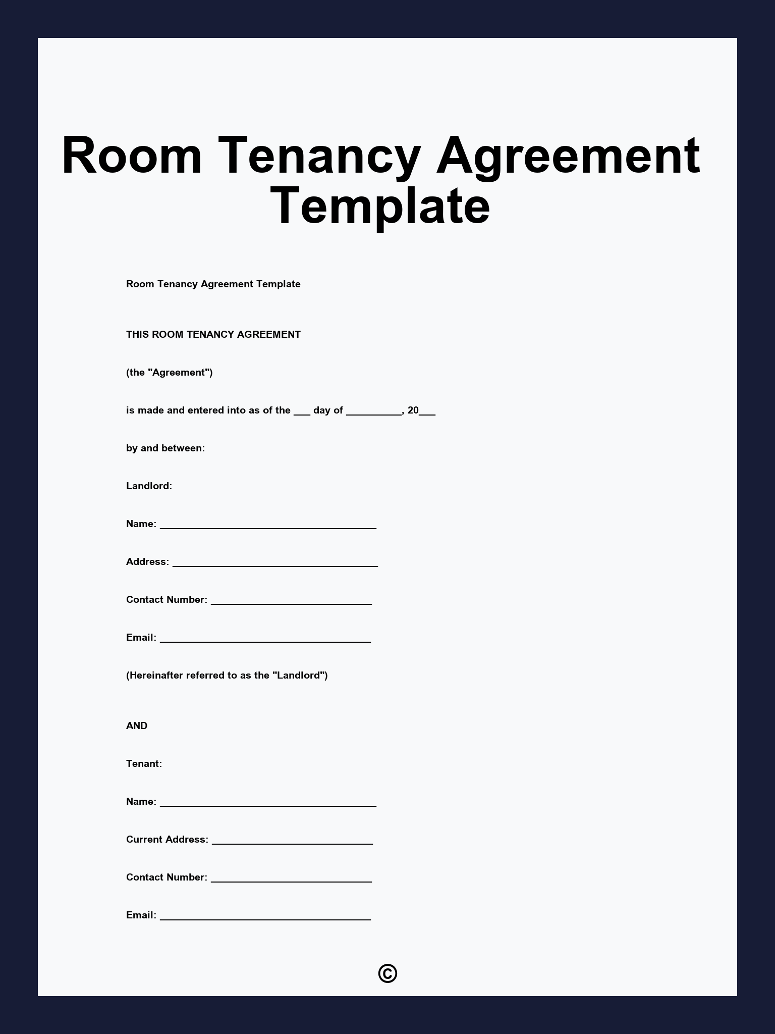 Room Tenancy Agreement Template
