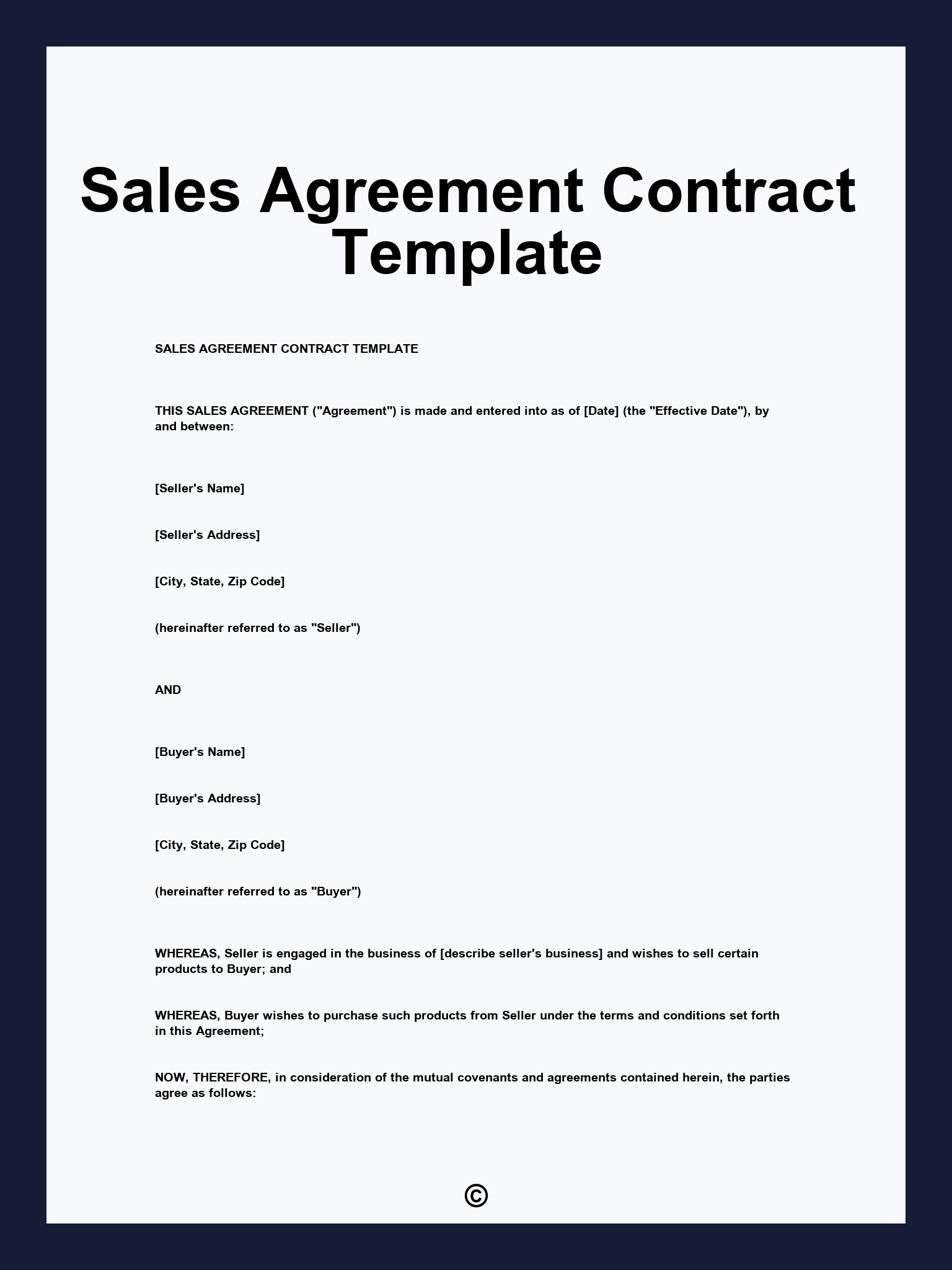 Sales Agreement Contract Template