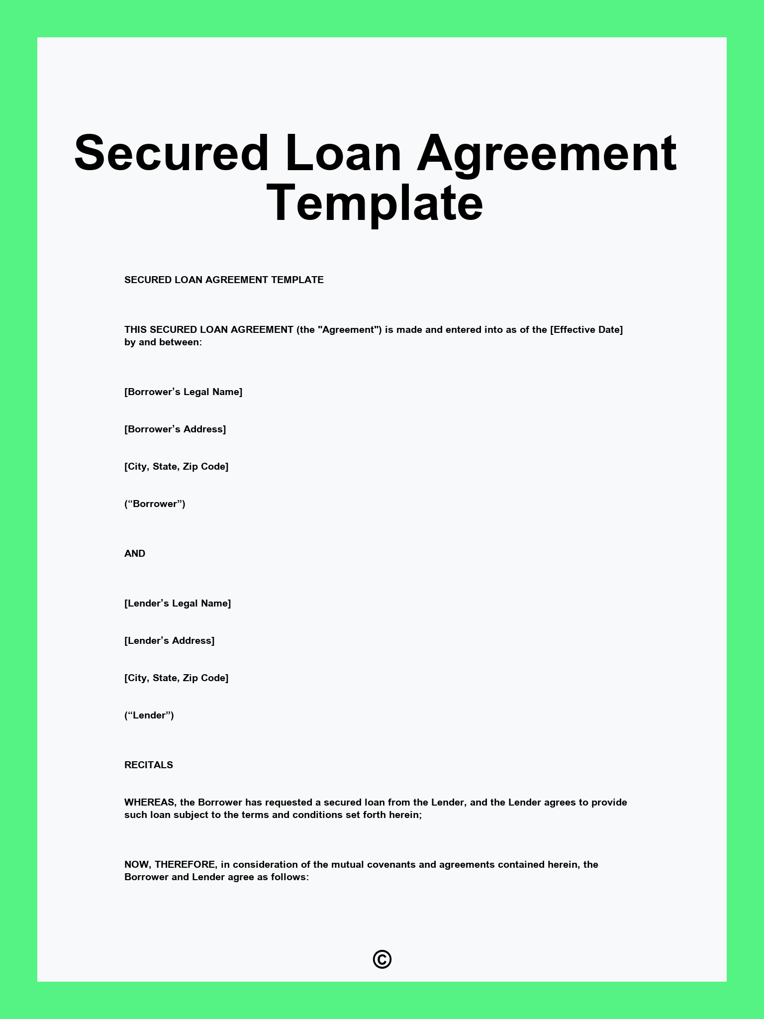 Secured Loan Agreement Template