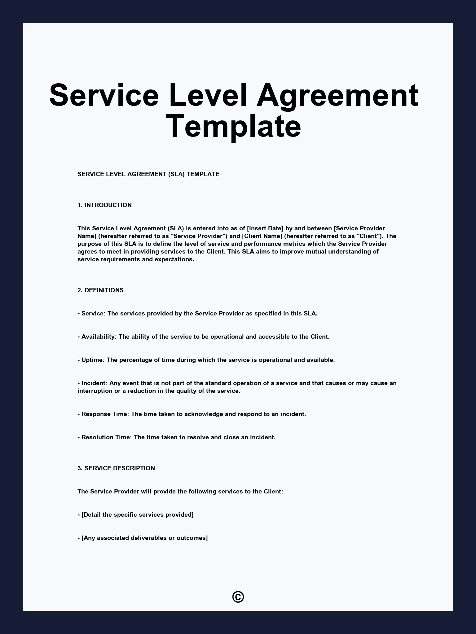 Service Level Agreement Template