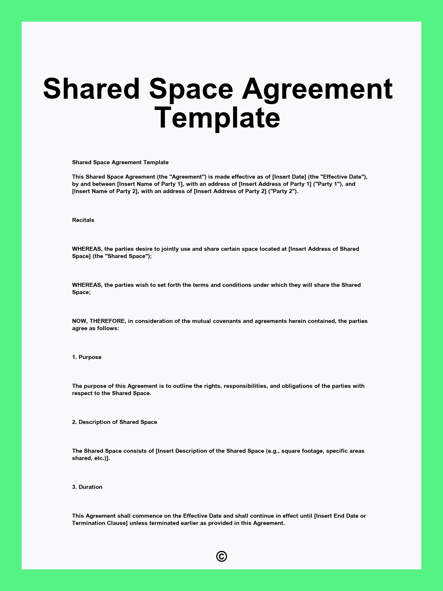 Shared Space Agreement Template