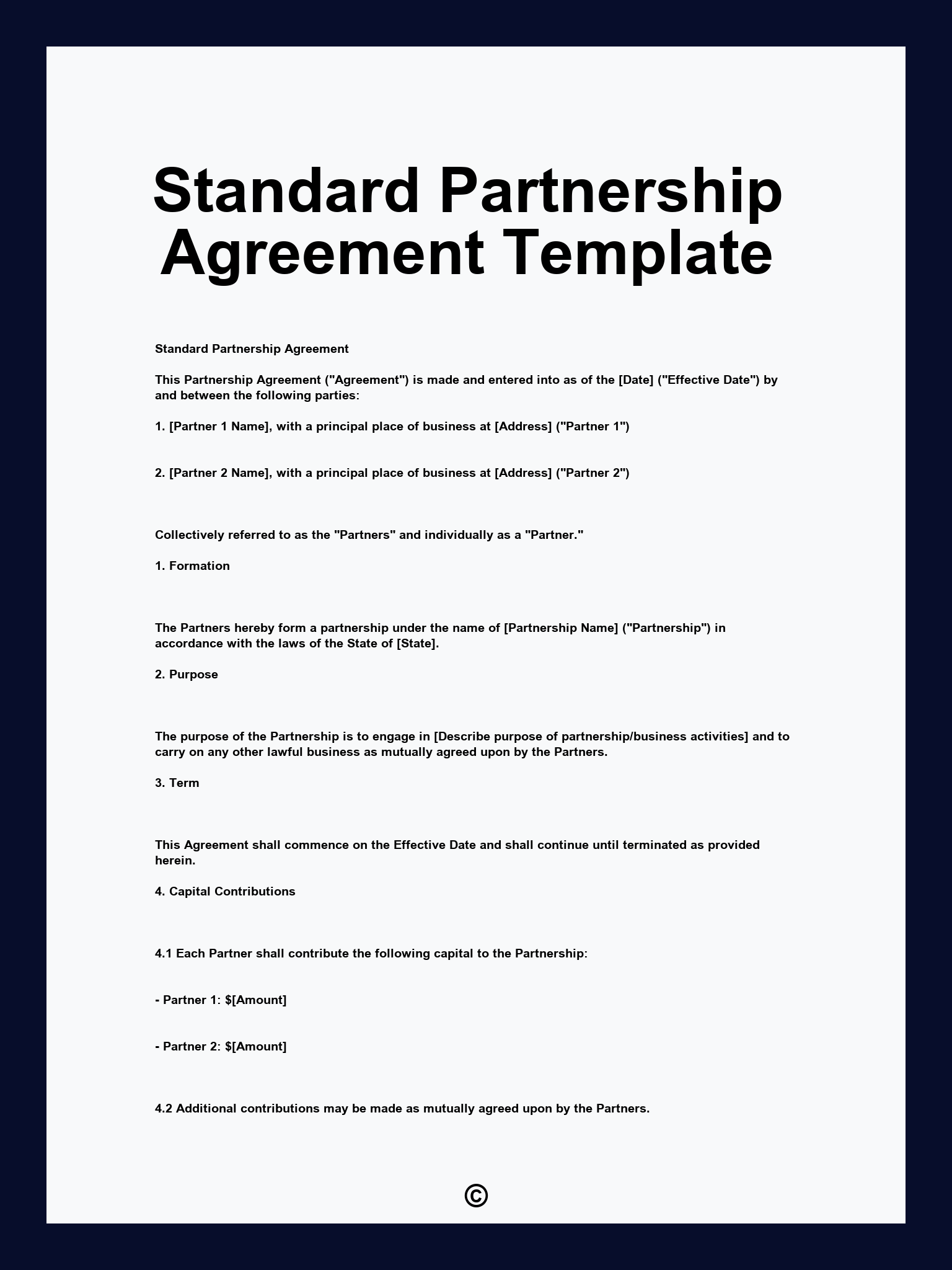 Standard Partnership Agreement Template