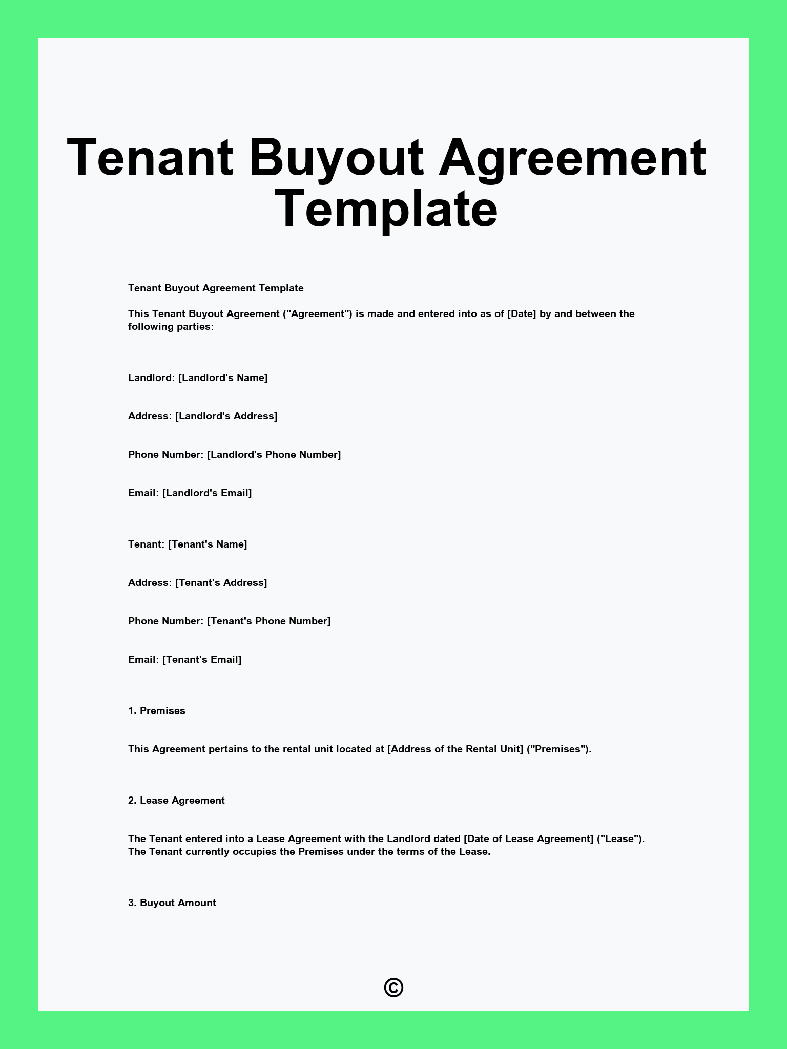 Tenant Buyout Agreement Template