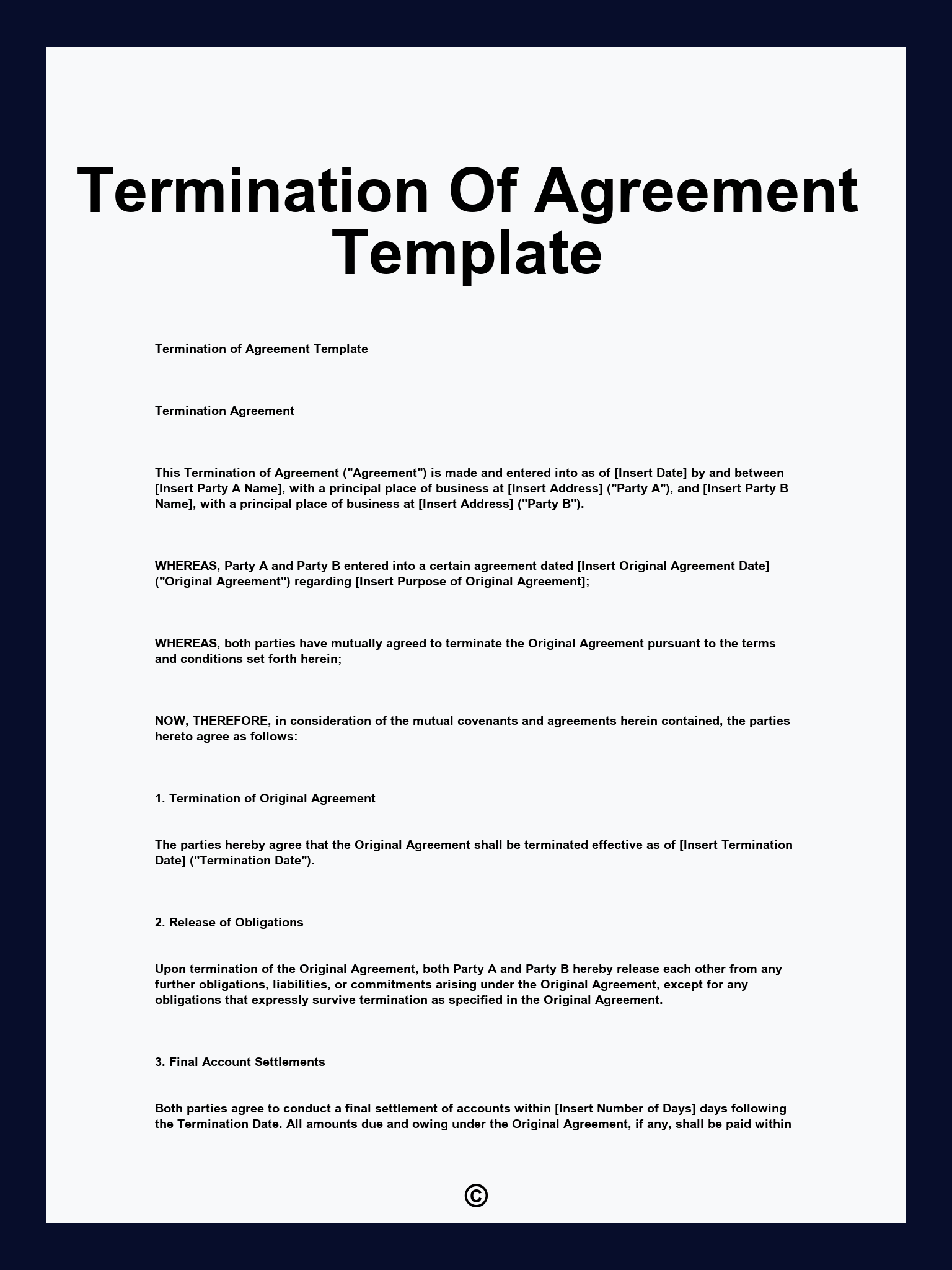 Termination Of Agreement Template